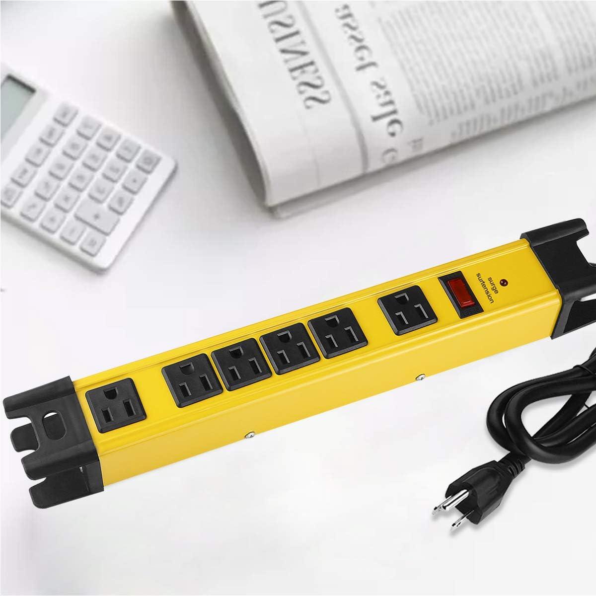 Strongway 6-Outlet Steel Power Strip, 14/3 Ga., 15 Amps