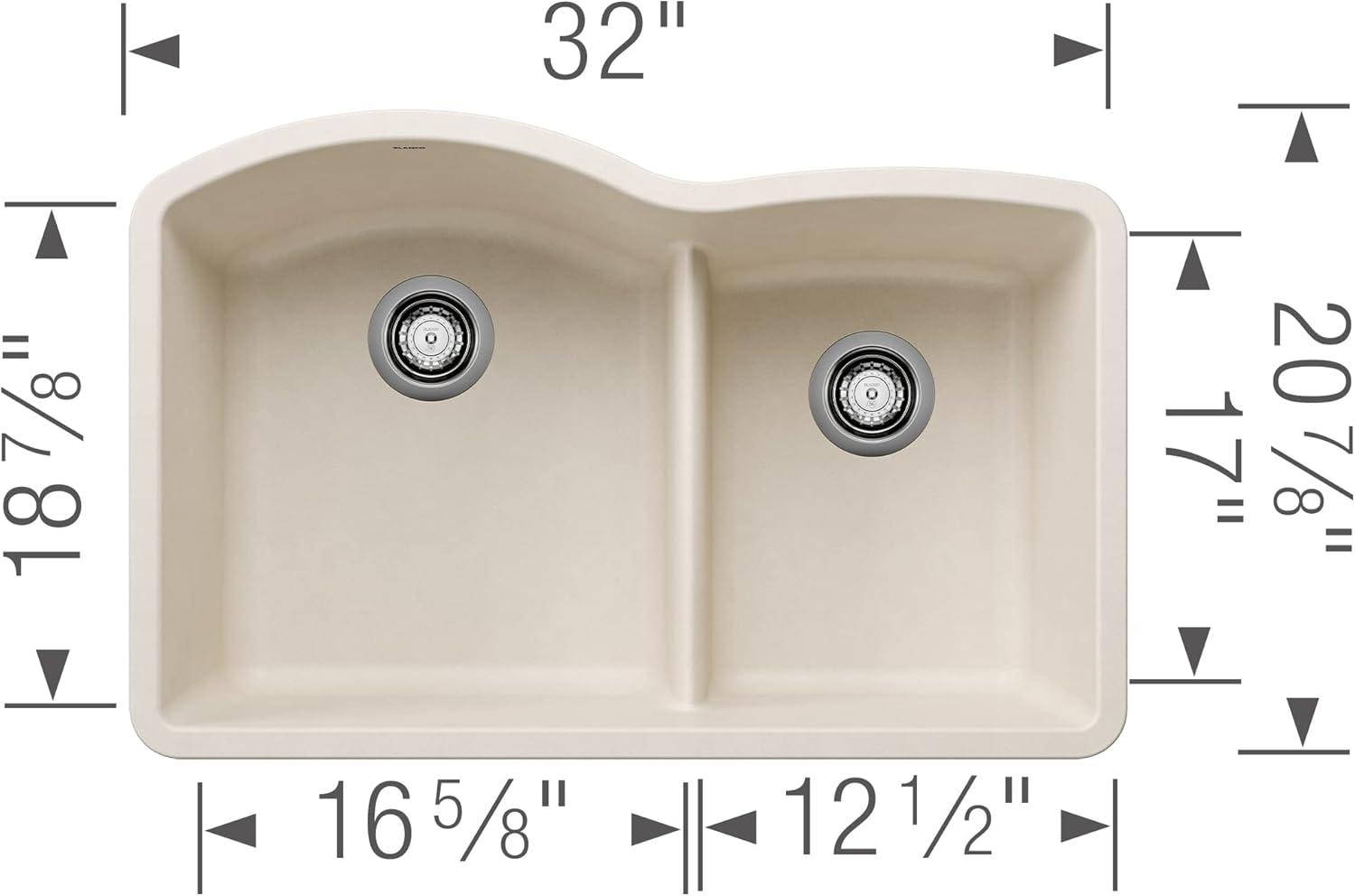 Diamond SILGRANIT 32" L x 20.88" W Double Bowl Undermount Kitchen Sink with Low Divide