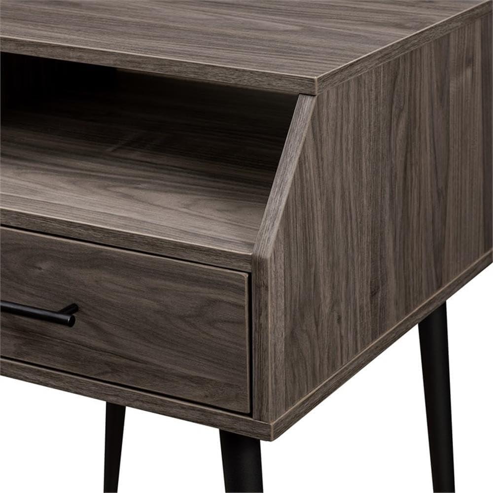 Pemberly Row 18" 1-Drawer Wood Side Table with Open Storage - Slate Gray/ Black