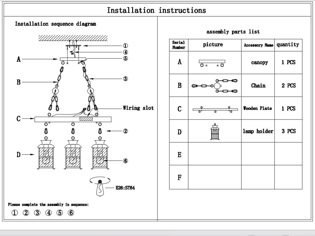3-Light Rustic Kitchen Island Pendant Lamp Farmhouse Wood Iron Chandelier Industrial Ceiling Hanging Light with Glass Lampshade for Dining Living Room Restaurant Cafe Bar 39.4 x 27 in E26/E27 Base