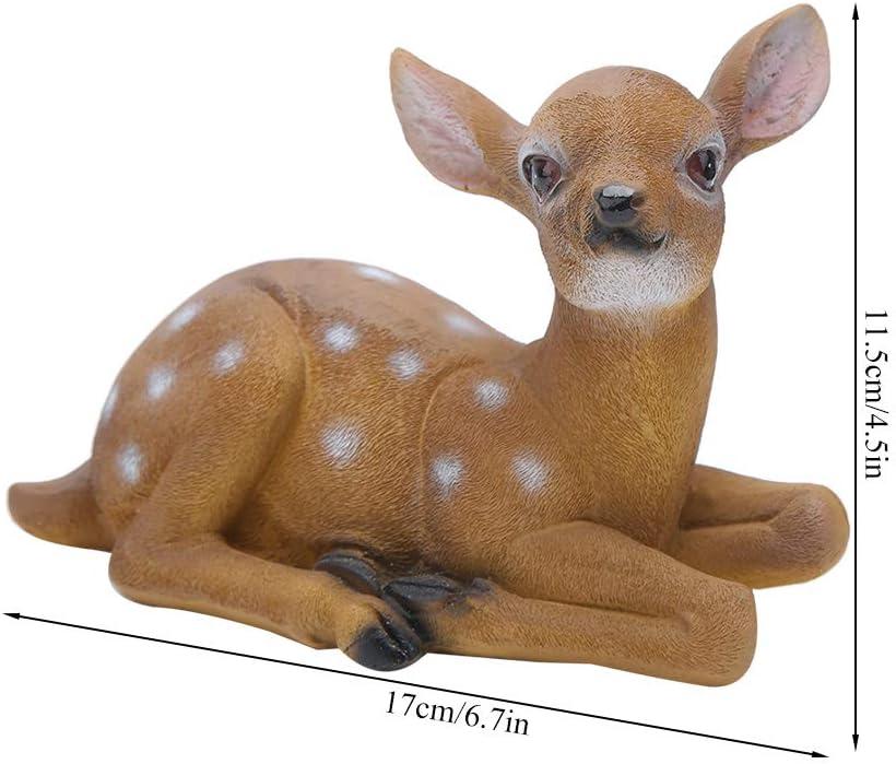 Deer Statue, 2Pcs Deer Figurine, Synthetic Garden Sculpture Garden Statue Waterproof and Sunscreen Community Patio for Garden
