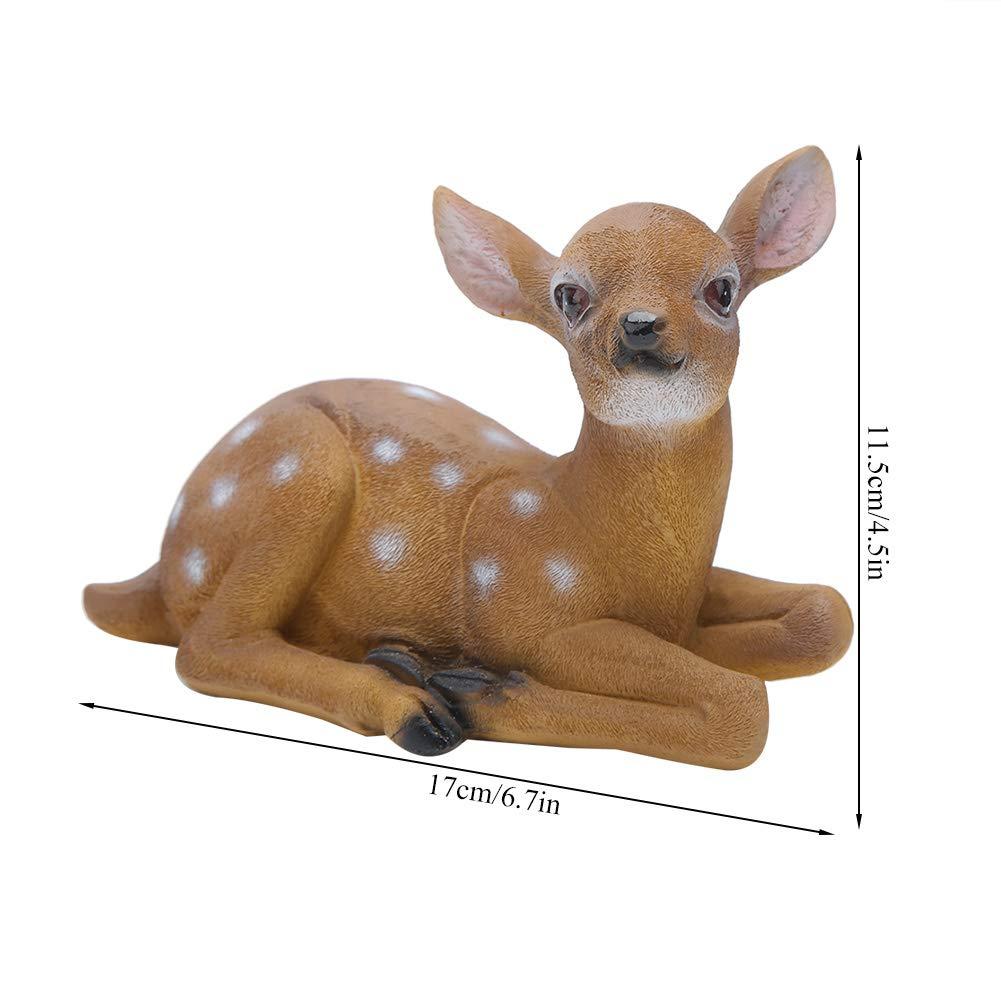 Deer Statue, 2Pcs Deer Figurine, Synthetic Garden Sculpture Garden Statue Waterproof and Sunscreen Community Patio for Garden