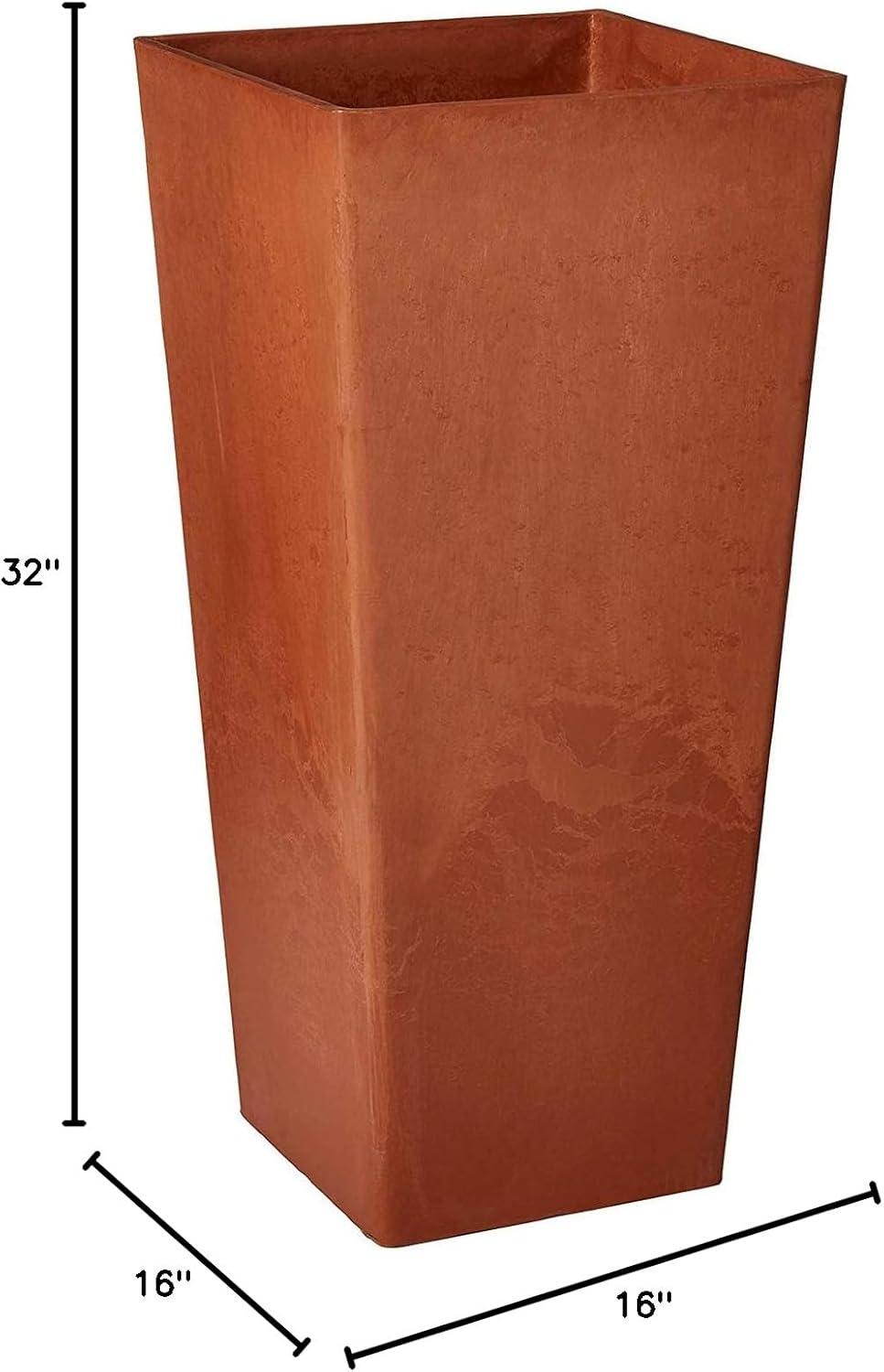 Large Terra Cotta Tall Square Outdoor Planter