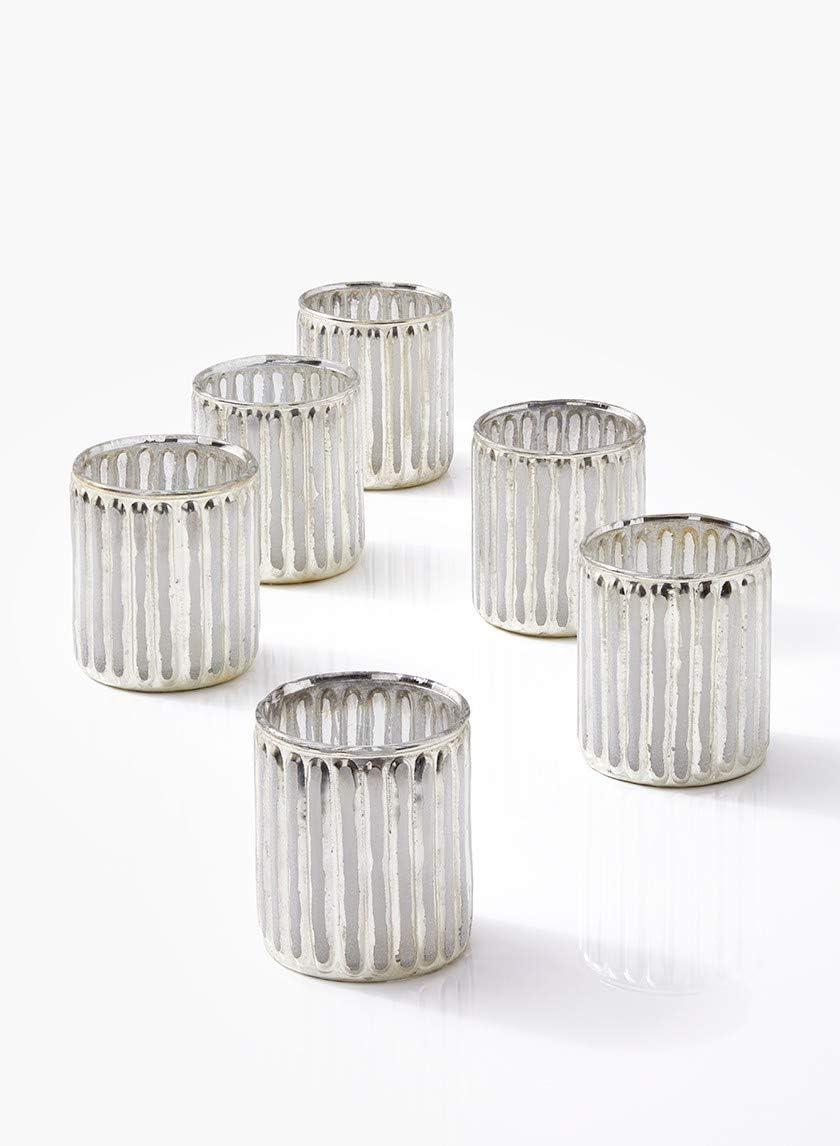 Serene Spaces Living Set Of 6 Pink Vintage Votive Holder, Tealight Holder, Stainglass Candle Holder, Ideal For Weddings, Parties, Indoor & Outdoor Events, Home Decor, Measures 2.5" Tall & 3" Diameter