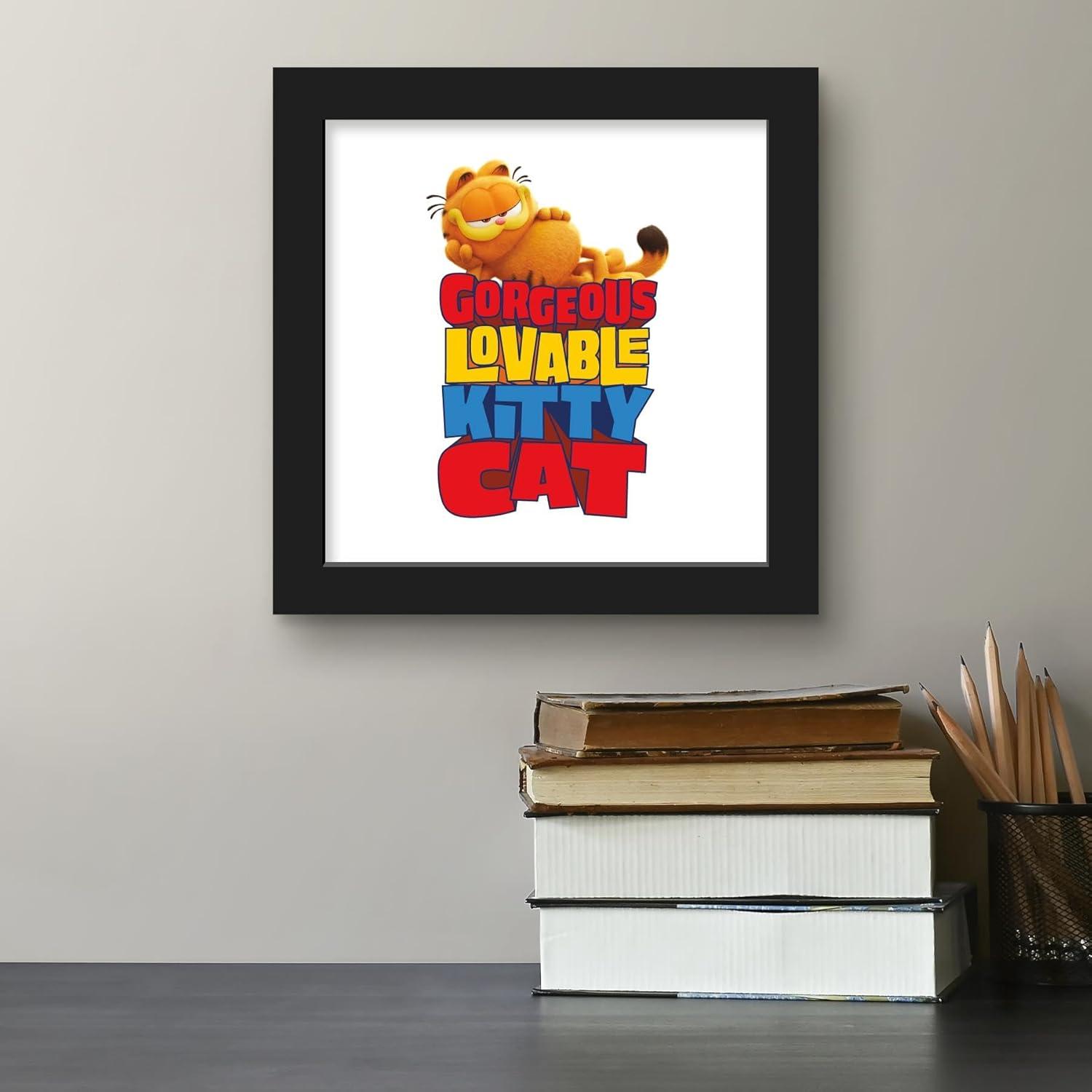 Gallery Pops The Garfield Movie - Gorgeous Lovable Kitty Cat Wall Art, Black Framed Version, 12" x 12"