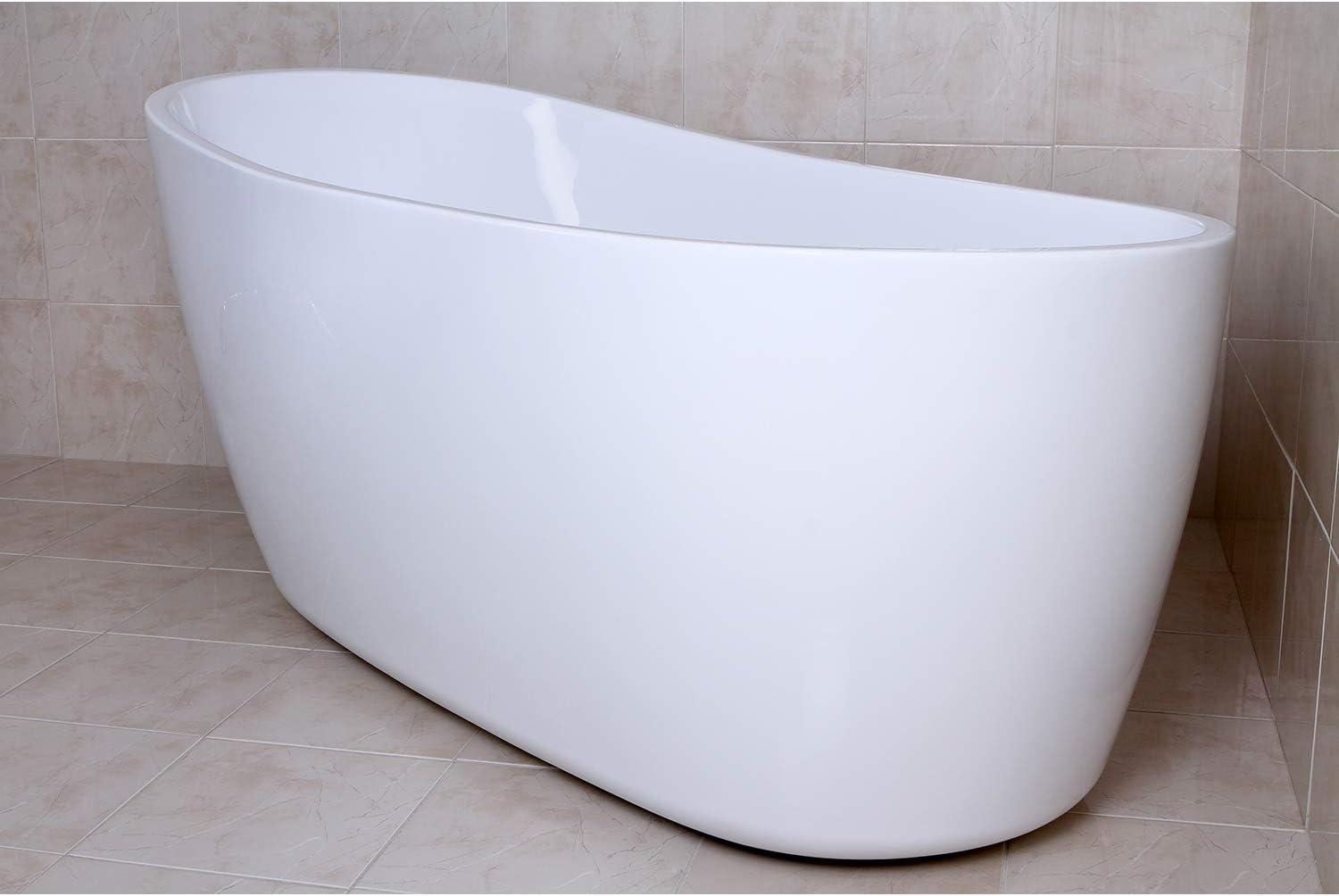 Kingston Brass Aqua Eden 68-Inch Acrylic Oval Single Slipper Freestanding Tub with Drain