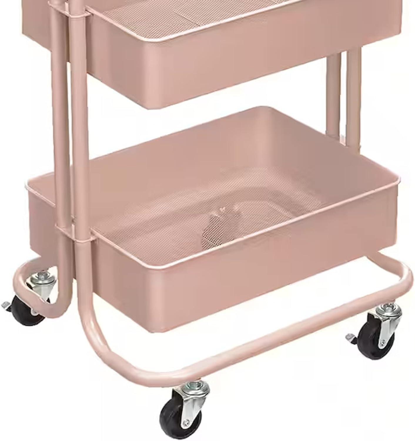 Lexington Rose Gold 3 Tier Rolling Storage Cart by Simply Tidy - Multi-Functional Storage Cart for Home, Office, and Kitchen - 1 Pack