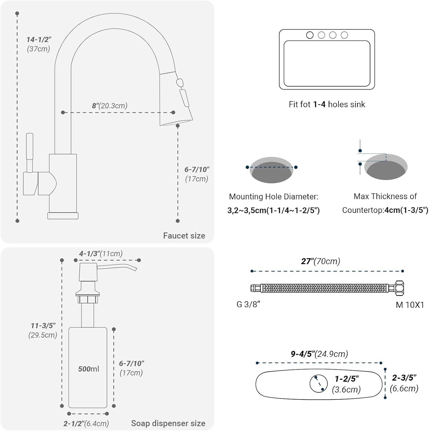 ARCORA AR7100301G-DC ARCORA Stainless Steel  Single Handle Pull-Down Sprayer Kitchen Faucet Set with Touchless Sensor