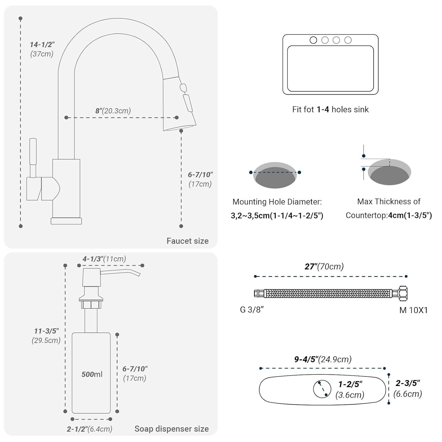 ARCORA AR7100301G-DC ARCORA Stainless Steel  Single Handle Pull-Down Sprayer Kitchen Faucet Set with Touchless Sensor