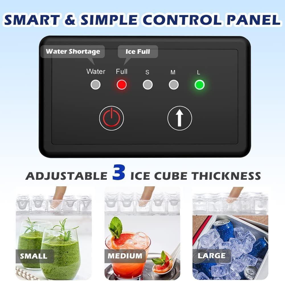 Commercial Ice Maker Machine, 70 LBS/24H Under Counter Large Ice Machine w/ 10 LBS Capacity Ice Storage Bin, 2 Water Inlet Modes, Freestanding & Built in Ice Maker for Bar/Home/Office/Shop, White