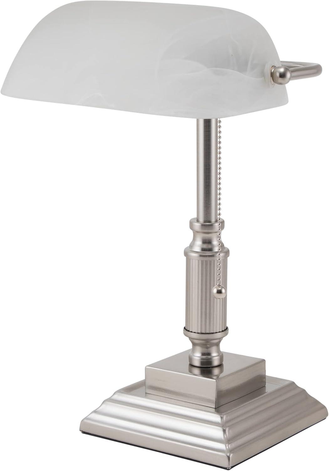 Advantus V-Light 14.8 inch Brushed Nickel LED Bankers Lamp with Frosted Shade
