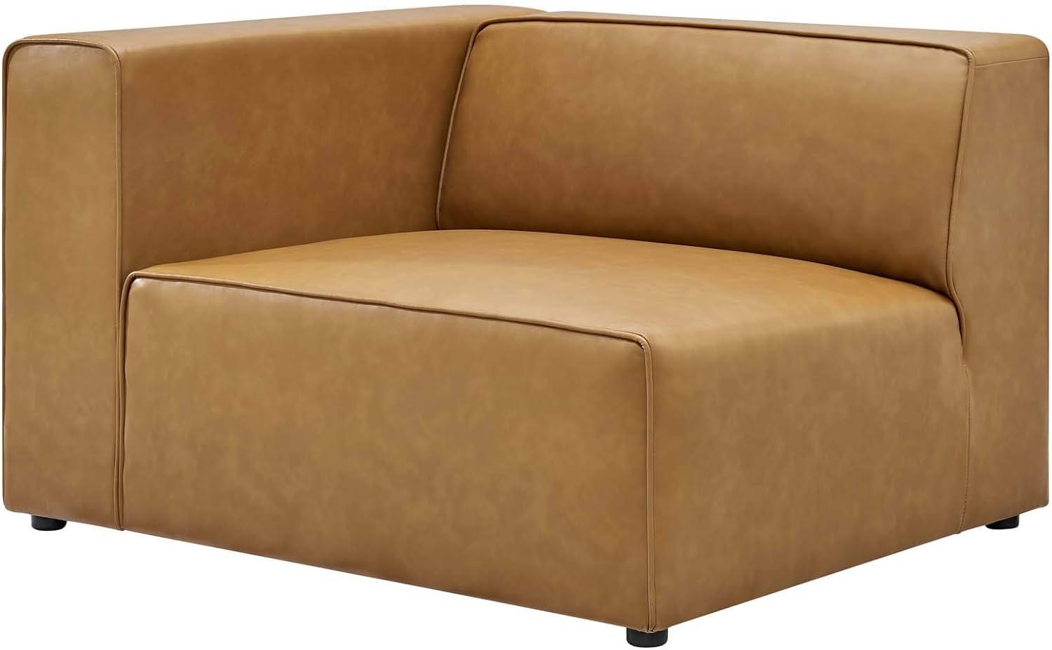 Mingle Contemporary 3-Piece Tan Faux Leather Sectional Sofa