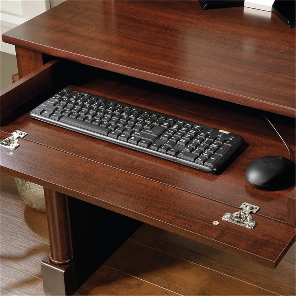 Cherry Wood Computer Desk with Hutch and Drawers