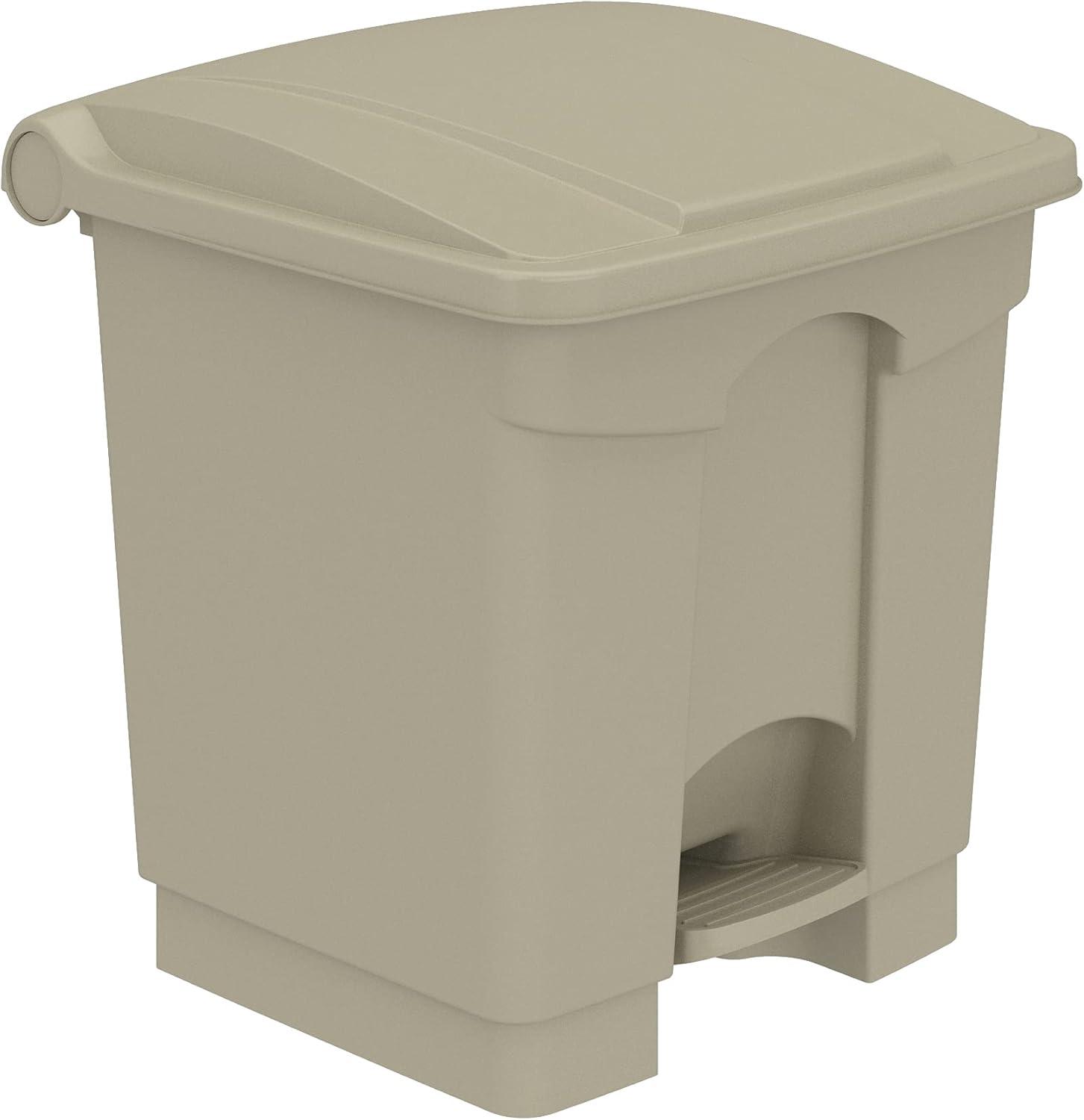 ZiaZbYinY Step-On Indoor Plastic Trash Can, Hands- Disposal, 8 Gallon, Tan