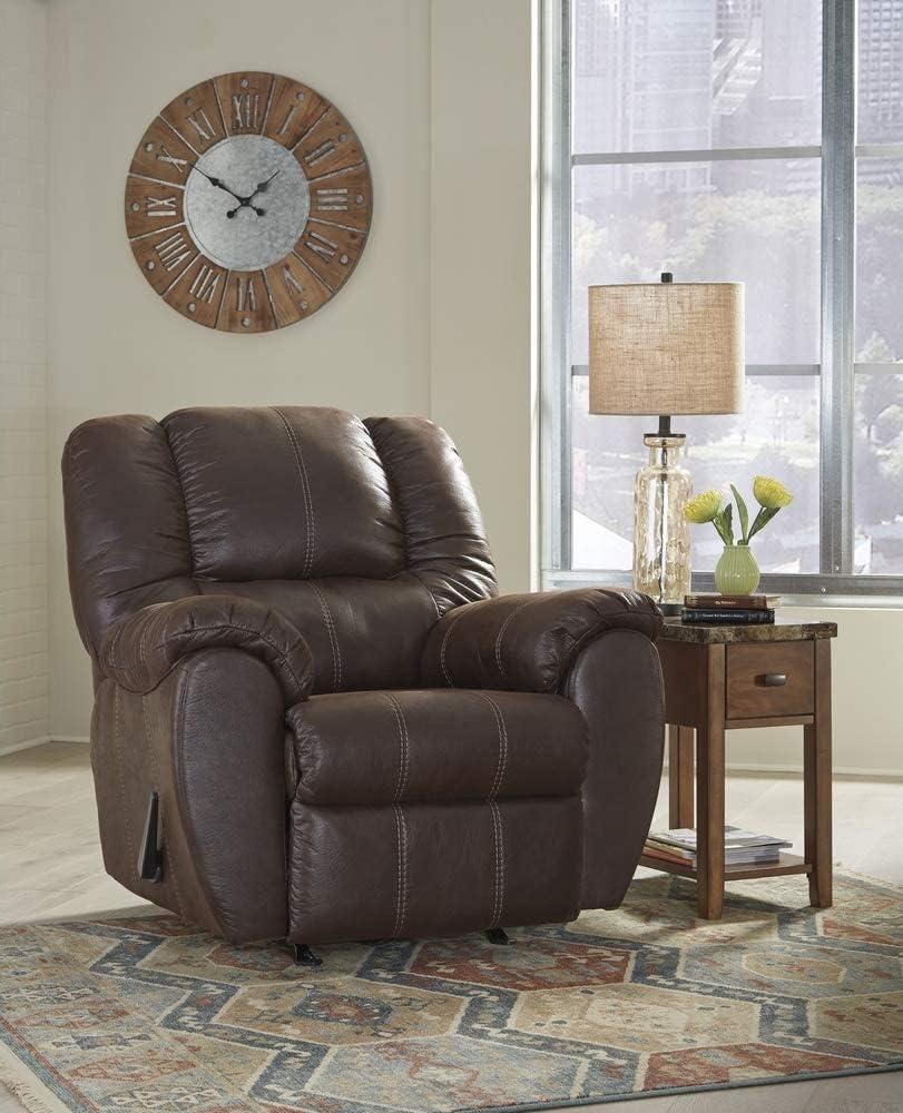 Walnut Brown Faux Leather Recliner with Metal Frame