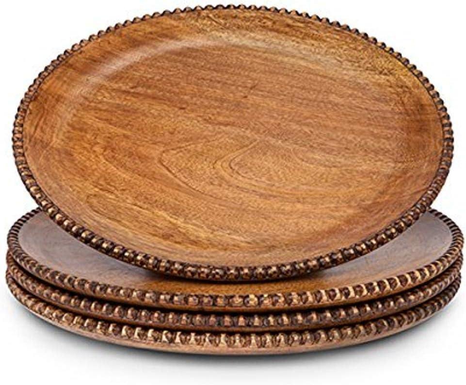 GG S/4 MANGO WOOD BEADED CHARGER Other Decor, 14InL x 14InW x 1.1InH, Brown