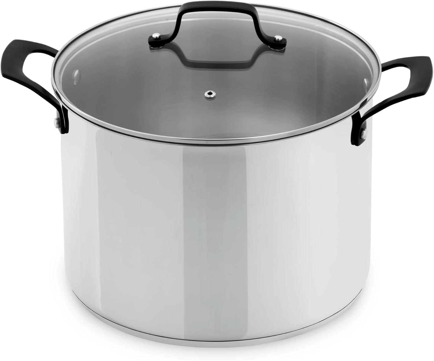 GrandTies 12 Quart Stainless Steel Stock Pot with Black Handles