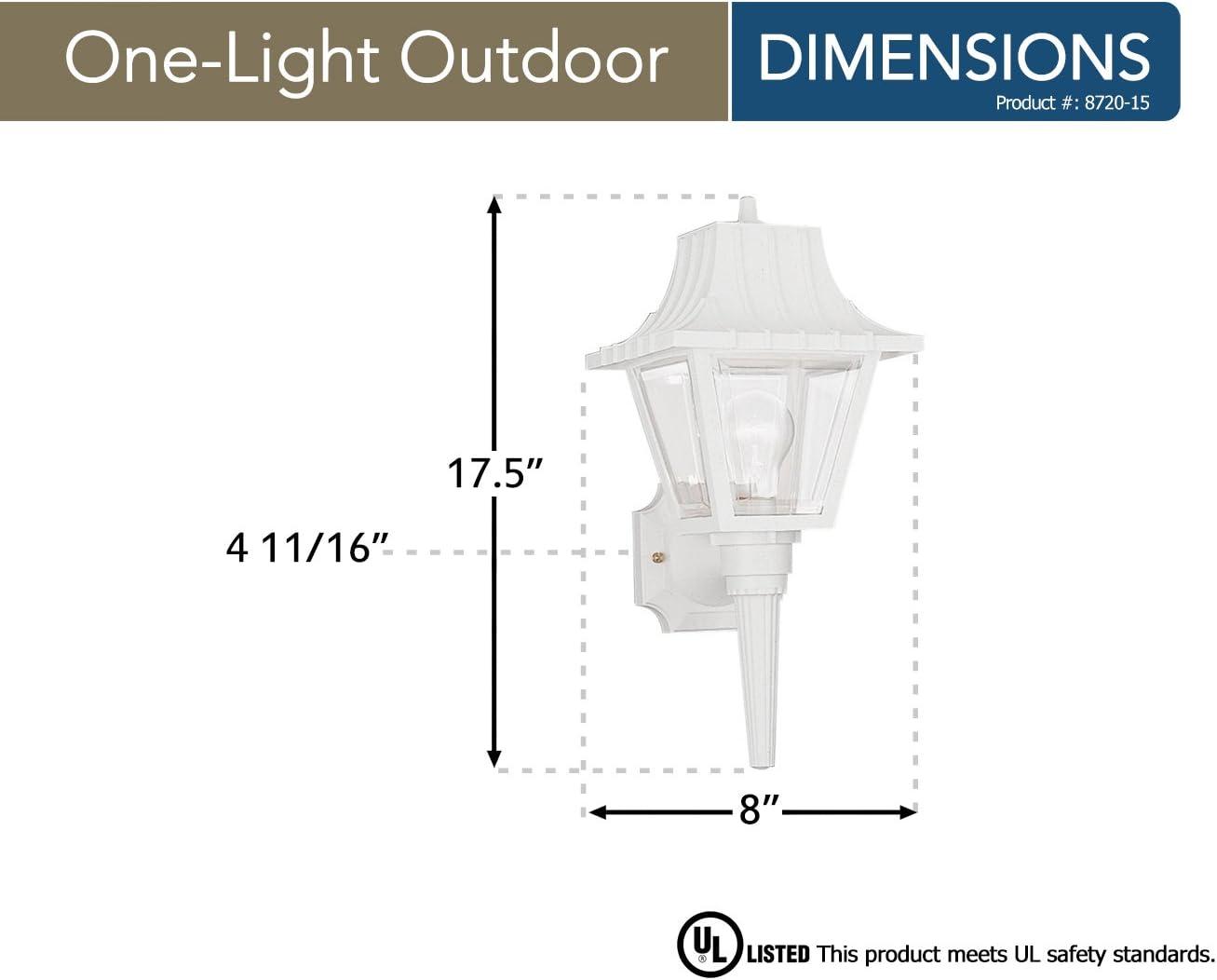 White Polycarbonate Outdoor Wall Lantern with Clear Acrylic Panels