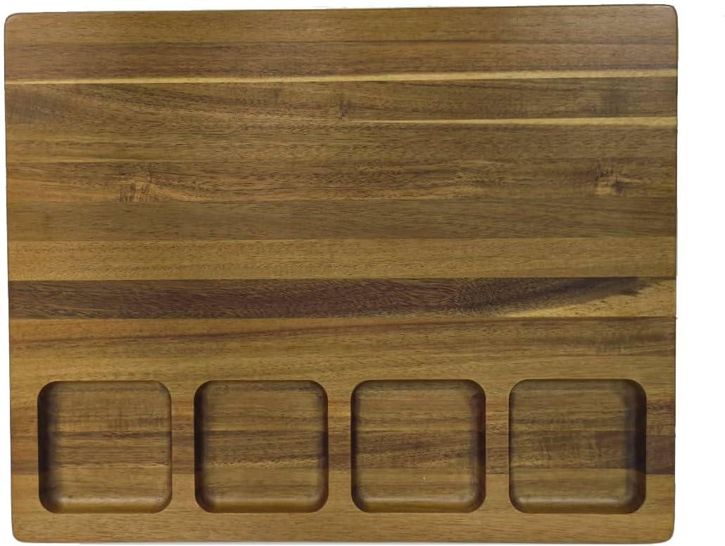 JIG JAG Solid Acasia Wood Butcher Block with Juice Grooves, 19.69" x 15.75" x 1.5"