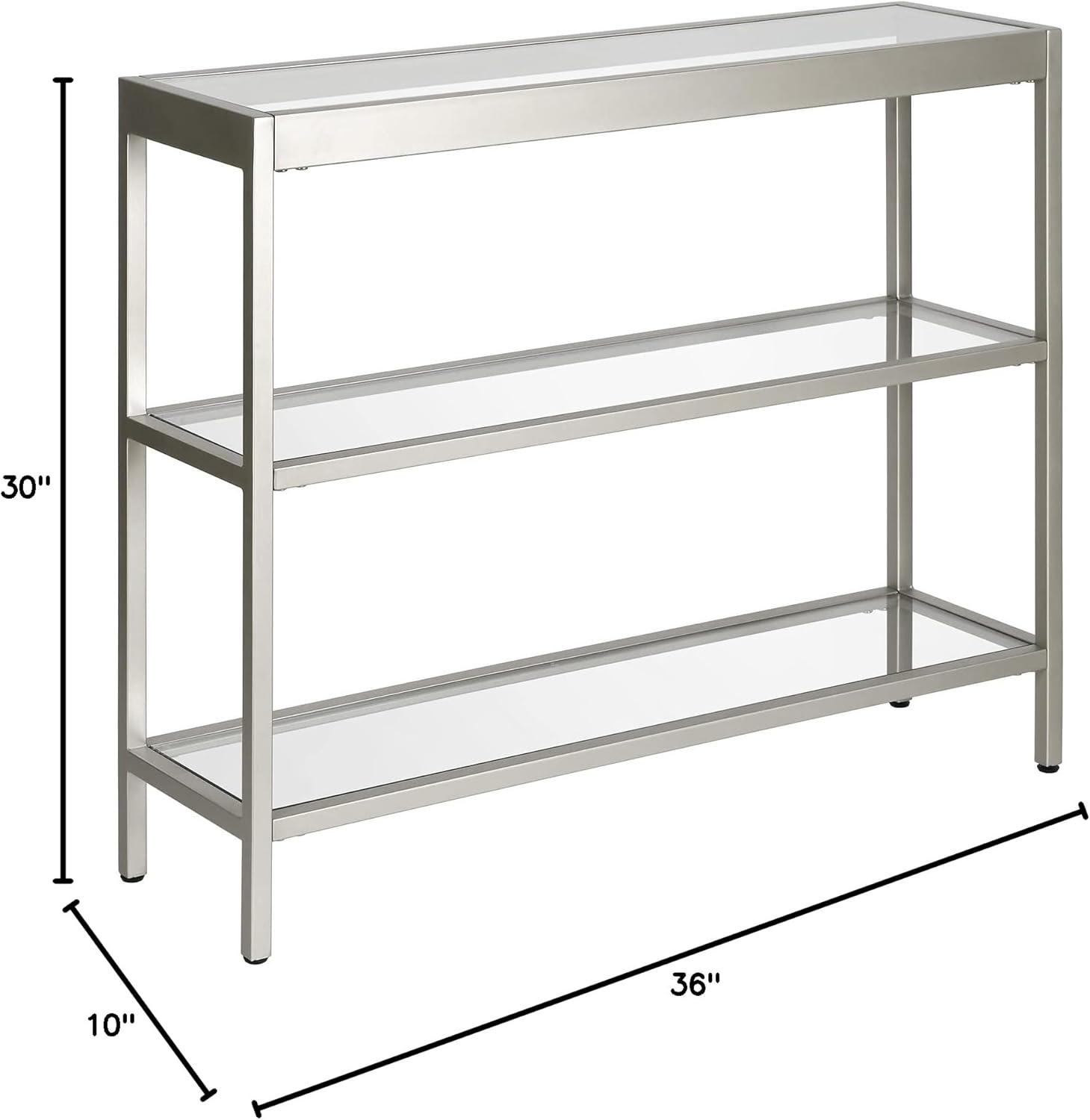 Evelyn&Zoe Alexis 36" Wide Rectangular Console Table, Satin Nickel