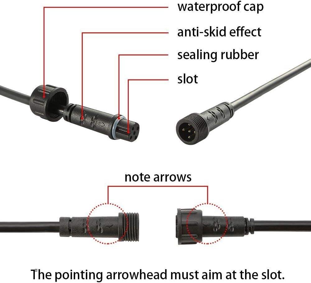 Sumaote 9.84ft 3m 5Pin Extension Cable Wire with Male and Female Connectors at Both Ends for RGBW Color LED Deck Light (5 Pin, 9.84ft, 5 Pack)