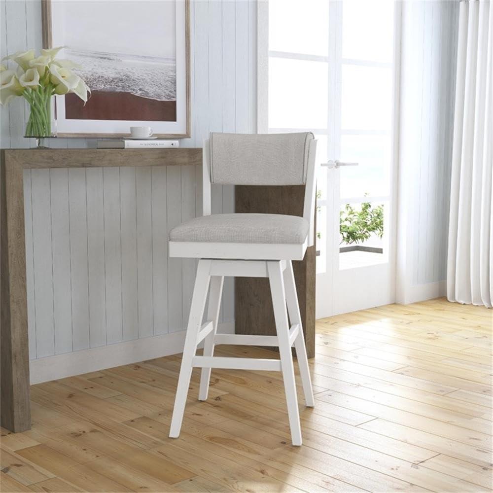 Clarion Wood and Upholstered Bar Height Swivel Stool Sea White - Hillsdale Furniture