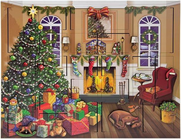 Fireside Christmas Scene Wooden Advent Calendar with 24 Doors