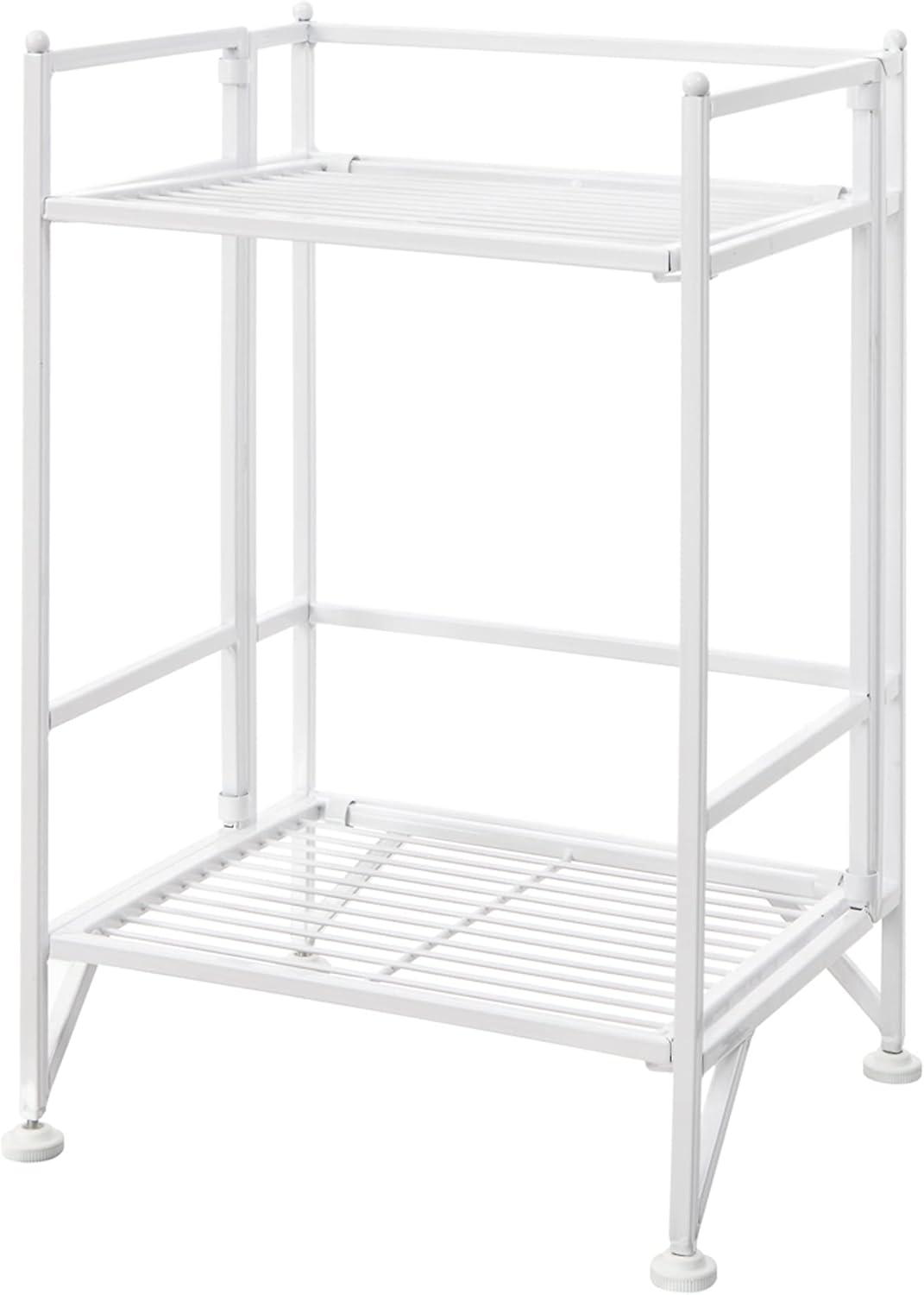 Convenience Concepts XTRA-Storage 2 Tier Folding Metal Shelf Bookcase, White