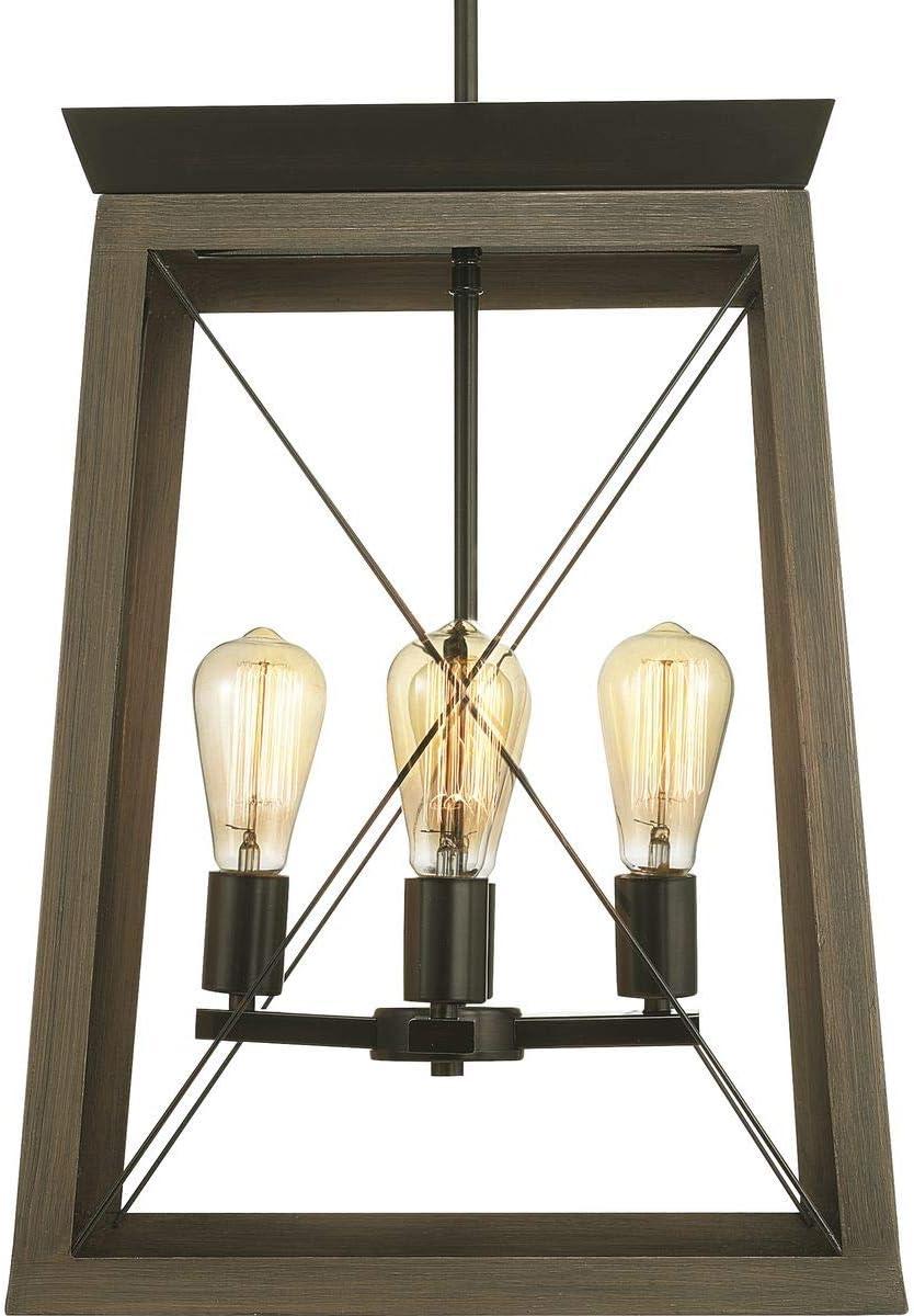 Progress Lighting Briarwood 4-Light Foyer Pendant, Antique Bronze Finish, Vintage-Style Bulbs, Steel Material