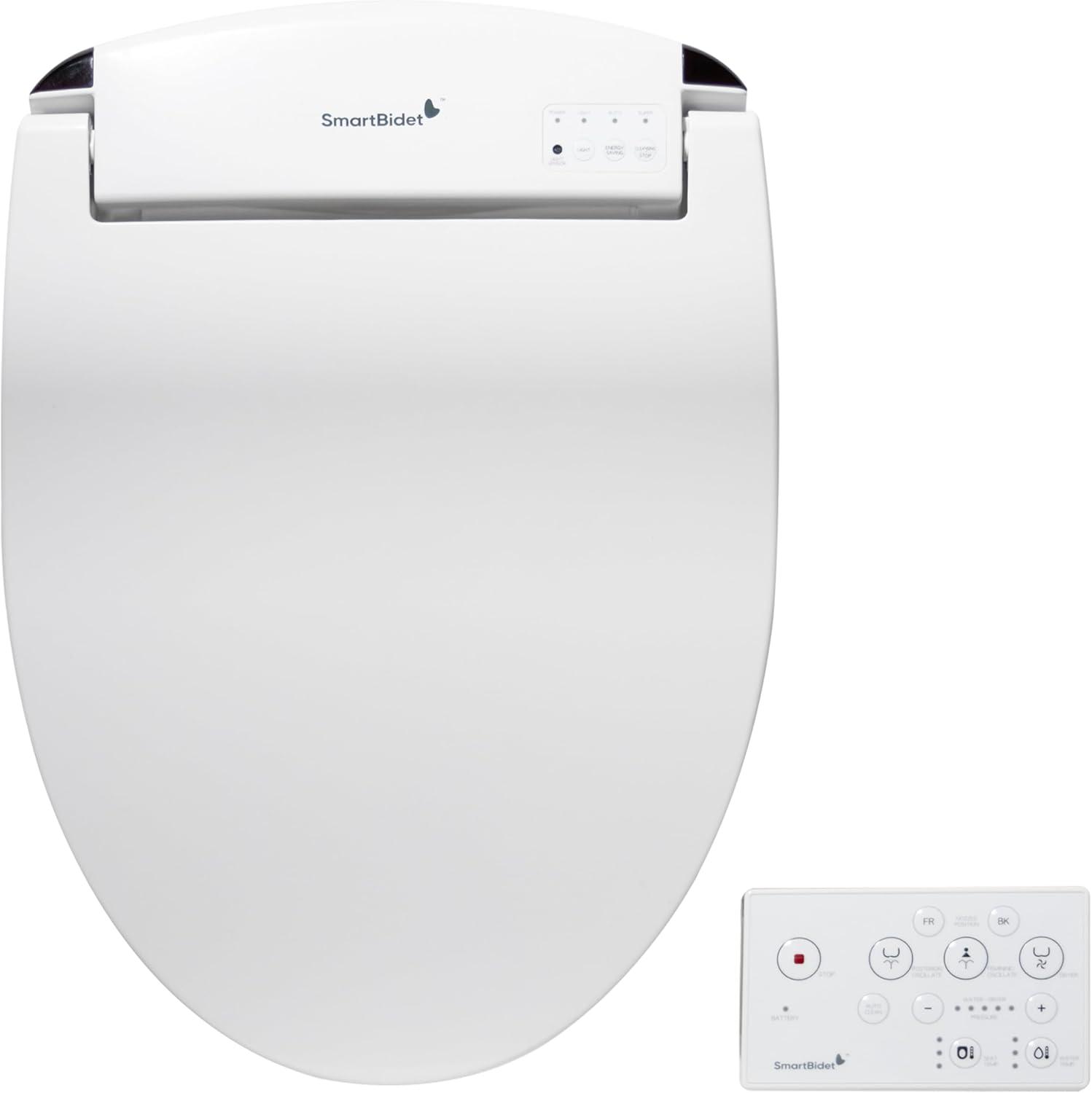 SB-2400ER Electric Bidet Toilet Seat for French Curve and Elongated Toilets White - SmartBidet: Heated, Polypropylene with Warmer Function