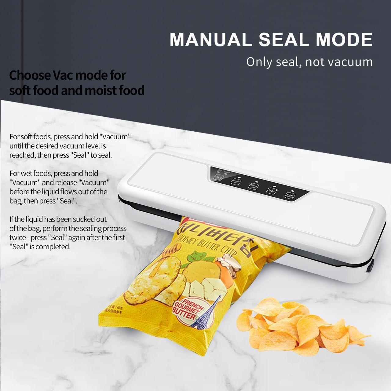 Compact White Vacuum Sealer Machine with Bags and Hose