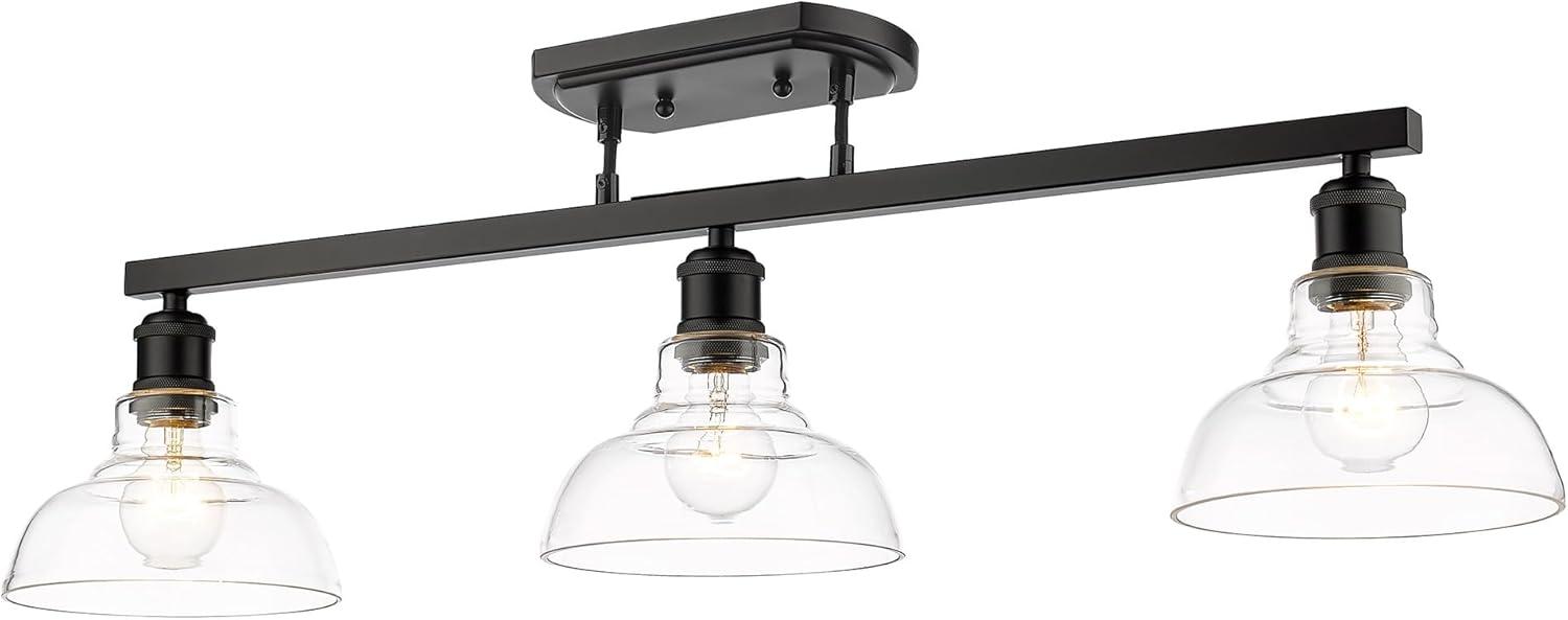 Golden Lighting Carver 3-Light Semi-flush in Matte Black with Clear Glass