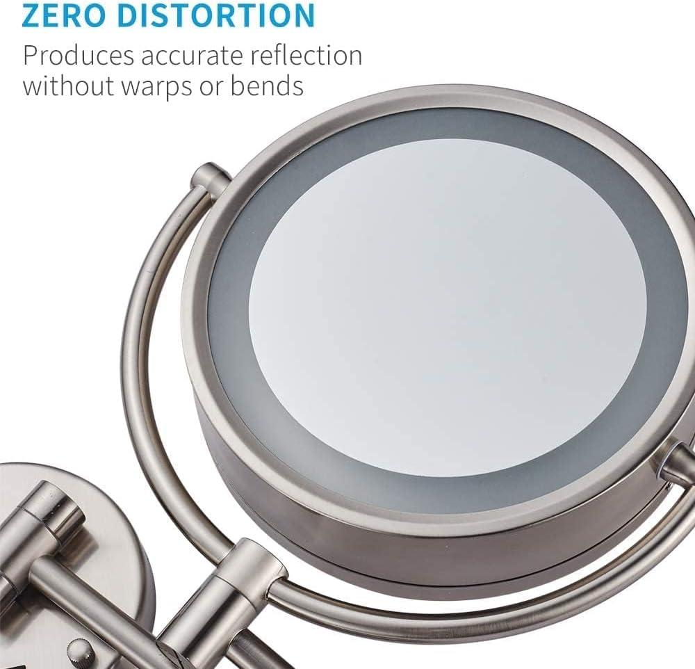 8.5 Inch Wall Makeup Mirror with 3 Tones LED Lights,Double Sided Vanity Mirror for Bathroom 10X Magnification,Plug Powered (Black/10X)