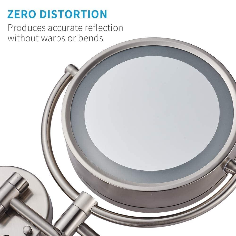 8.5 Inch Wall Makeup Mirror with 3 Tones LED Lights,Double Sided Vanity Mirror for Bathroom 10X Magnification,Plug Powered (Black/10X)