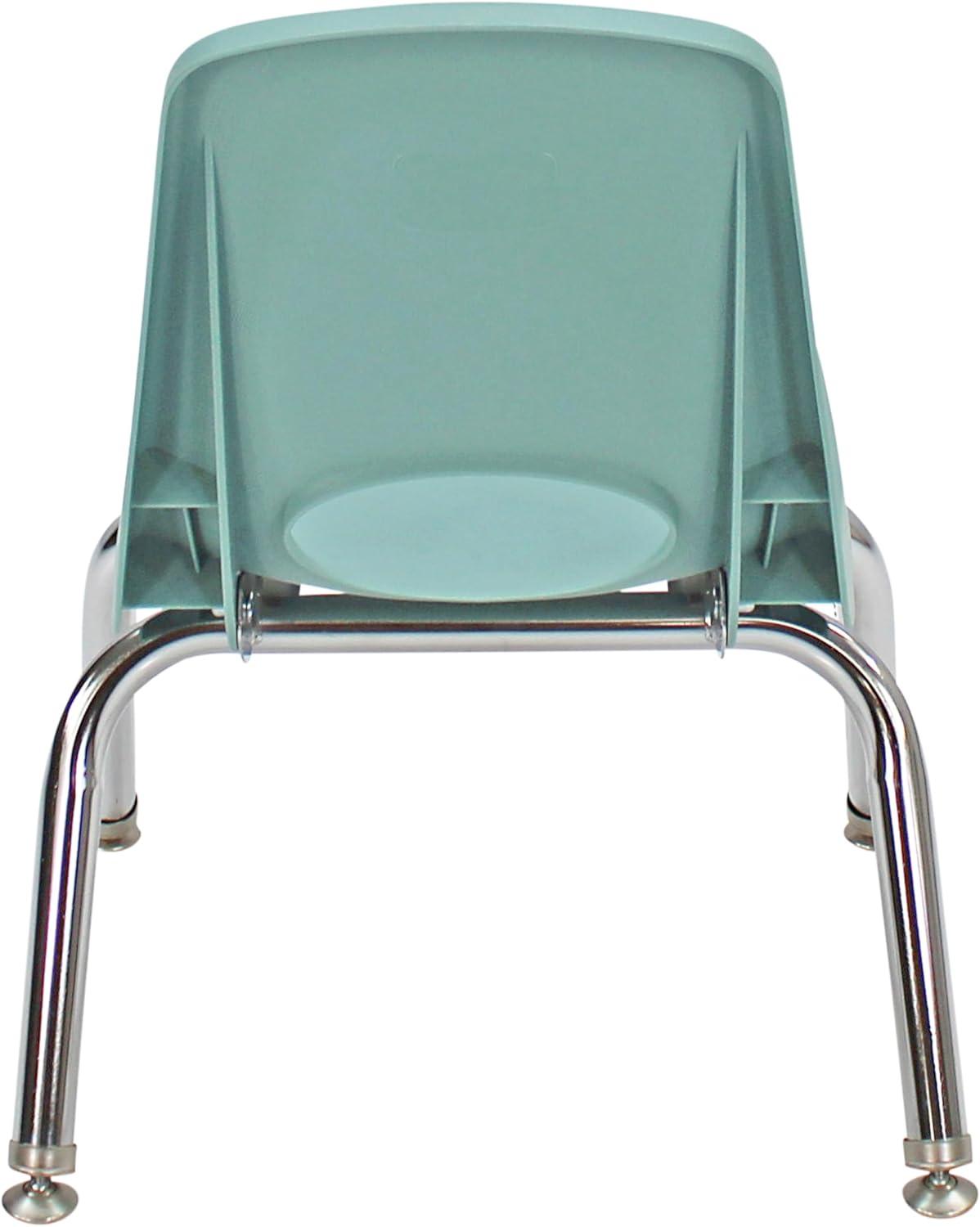 Seafoam Plastic Stackable Student Chairs with Chrome Steel Legs, Set of 6