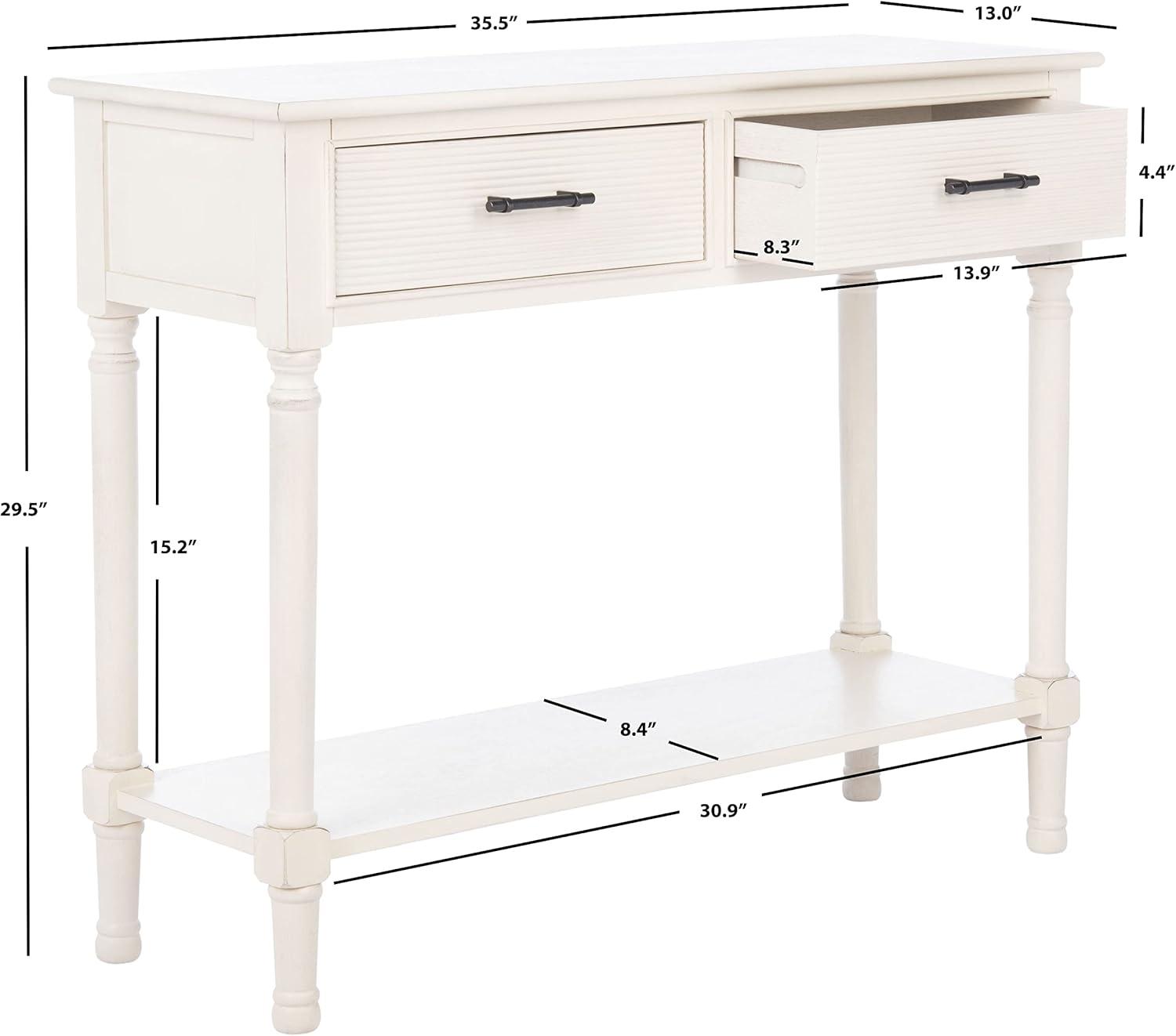 Ryder Distressed White 2-Drawer Console Table with Shelf