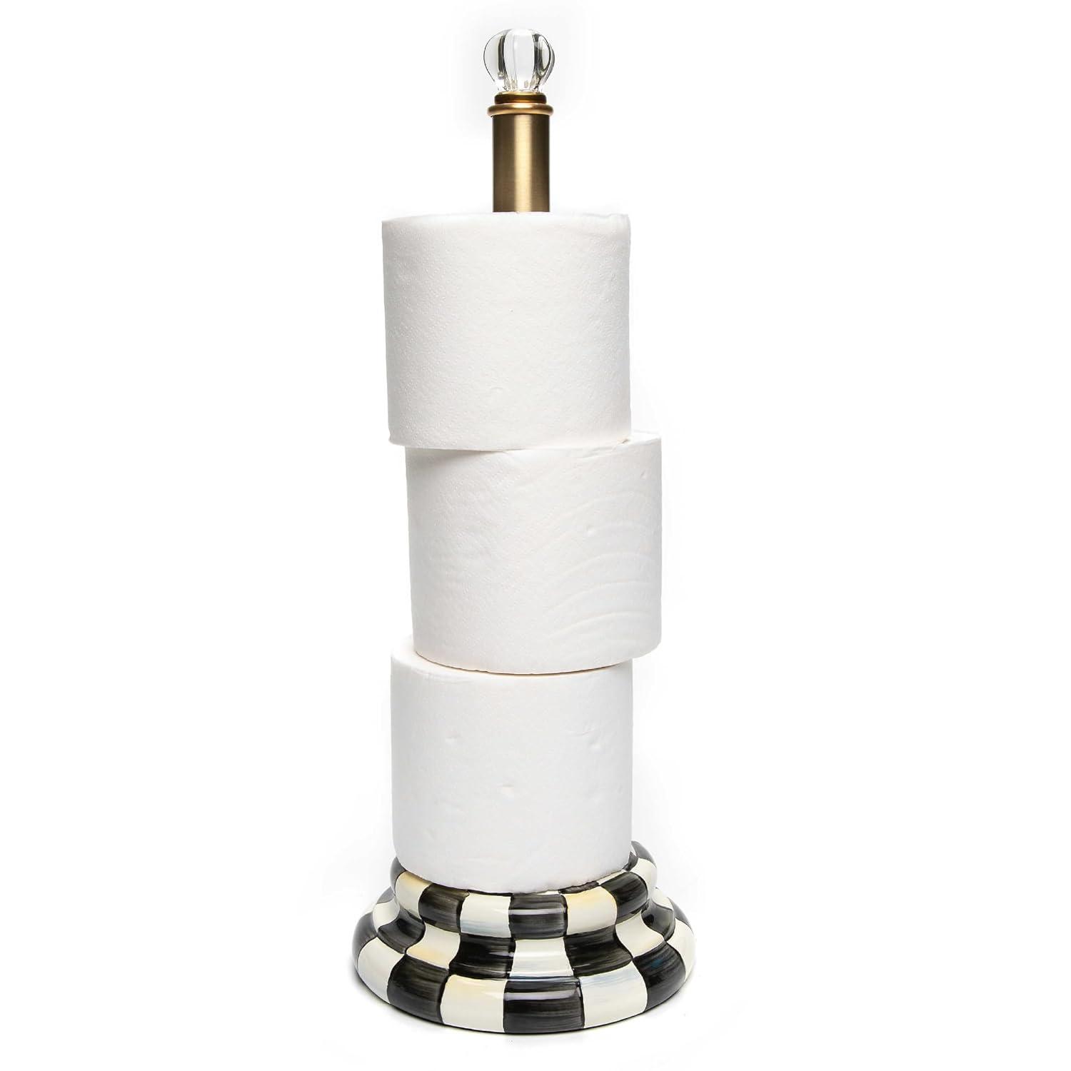 MacKenzie-Childs Sterling Check® Toilet Tissue Storage
