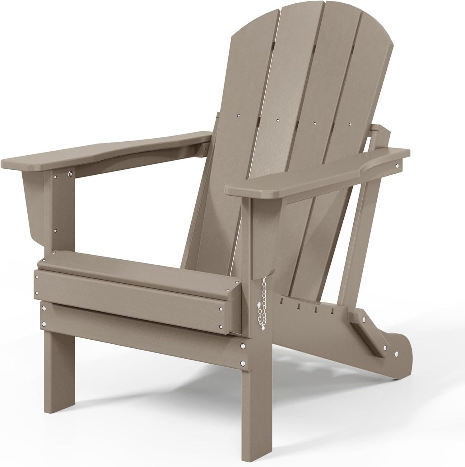 WestinTrends Malibu HDPE Outdoor Patio Folding Adirondack Chair (Set of 4), Weather Wood