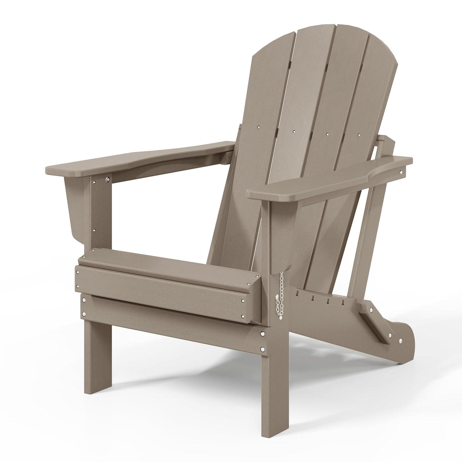 WestinTrends Malibu HDPE Outdoor Patio Folding Adirondack Chair (Set of 4), Weather Wood