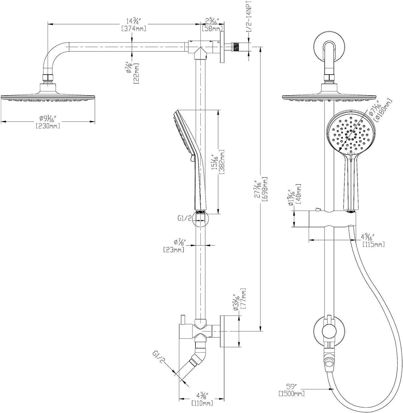 Chrome Dual Shower Head System with Adjustable Slide Bar