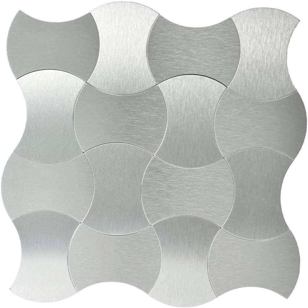 3.6'' W x 1.85'' L Metal Peel and Stick Mosaic Tile