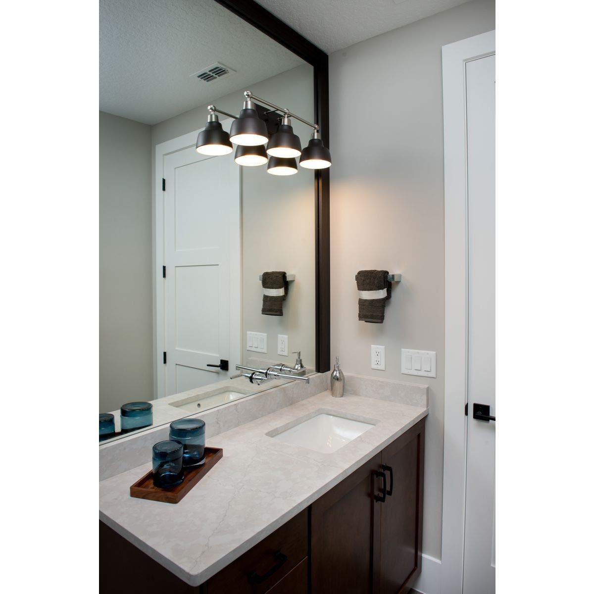 Progress Lighting Bramlett 3-Light Bath & Vanity, Brushed Nickel, Metal Reflector Shades