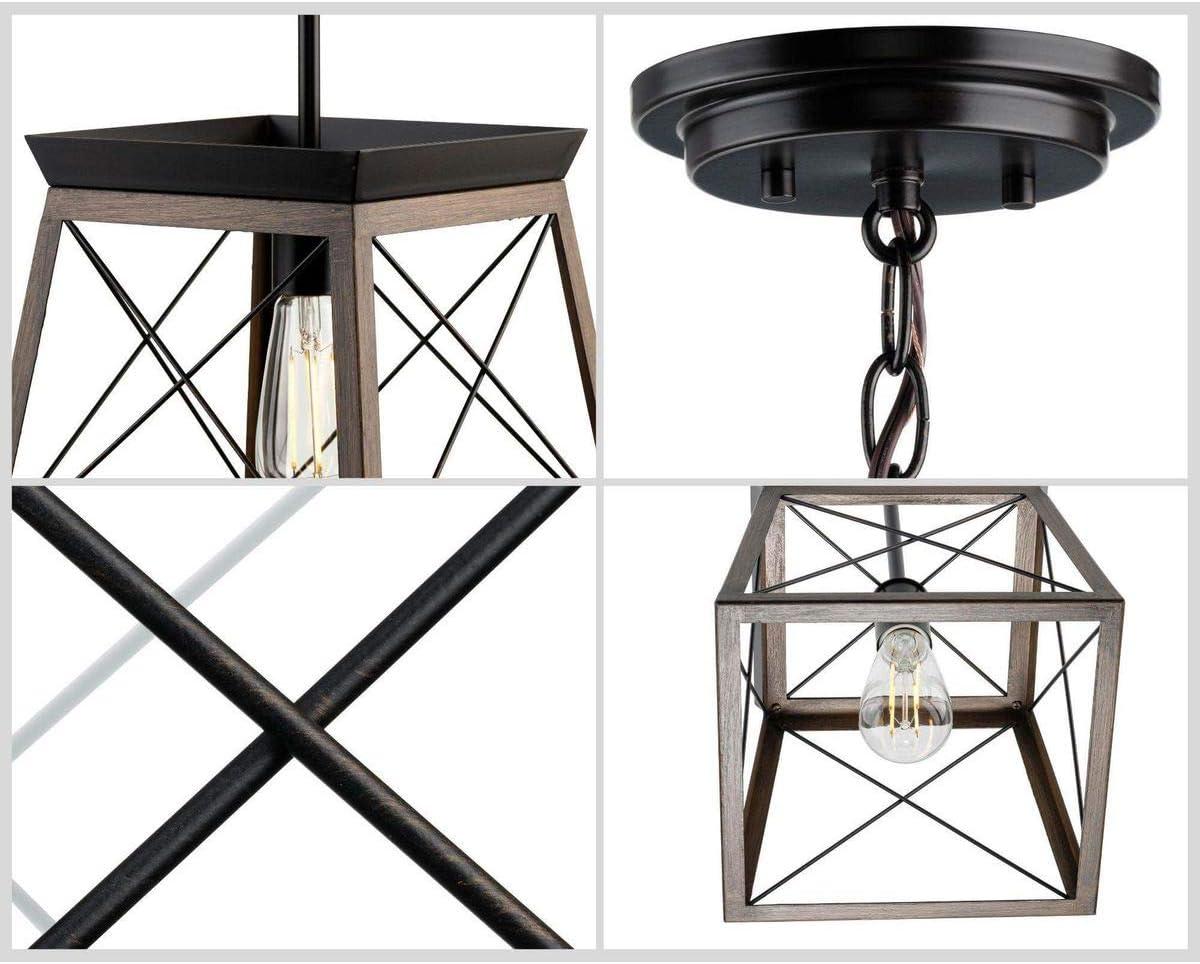 Progress Lighting Briarwood 1-Light Mini-Pendant, Antique Bronze, Steel, Faux-Painted Wood Enclosure