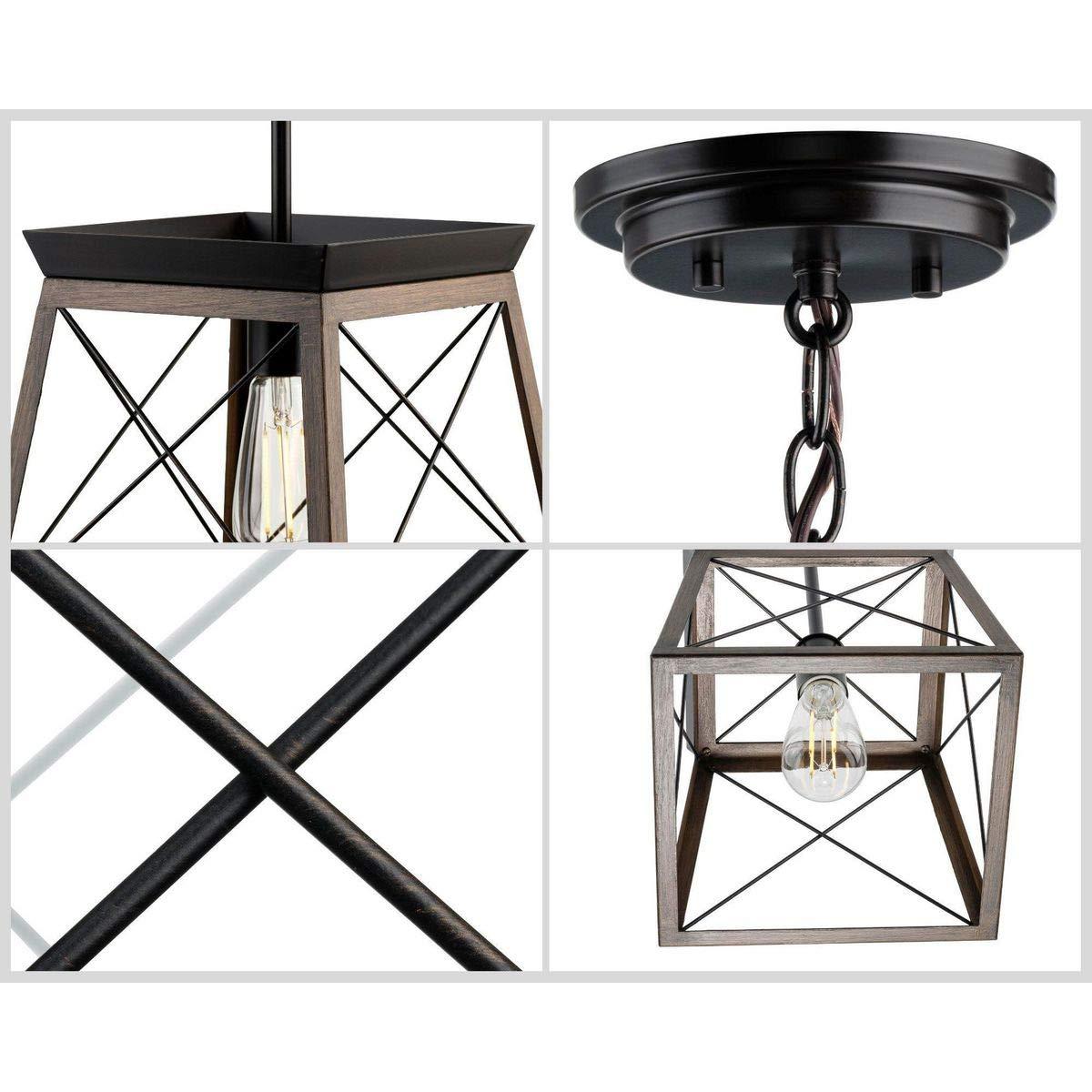 Progress Lighting Briarwood 1-Light Mini-Pendant, Antique Bronze, Steel, Faux-Painted Wood Enclosure