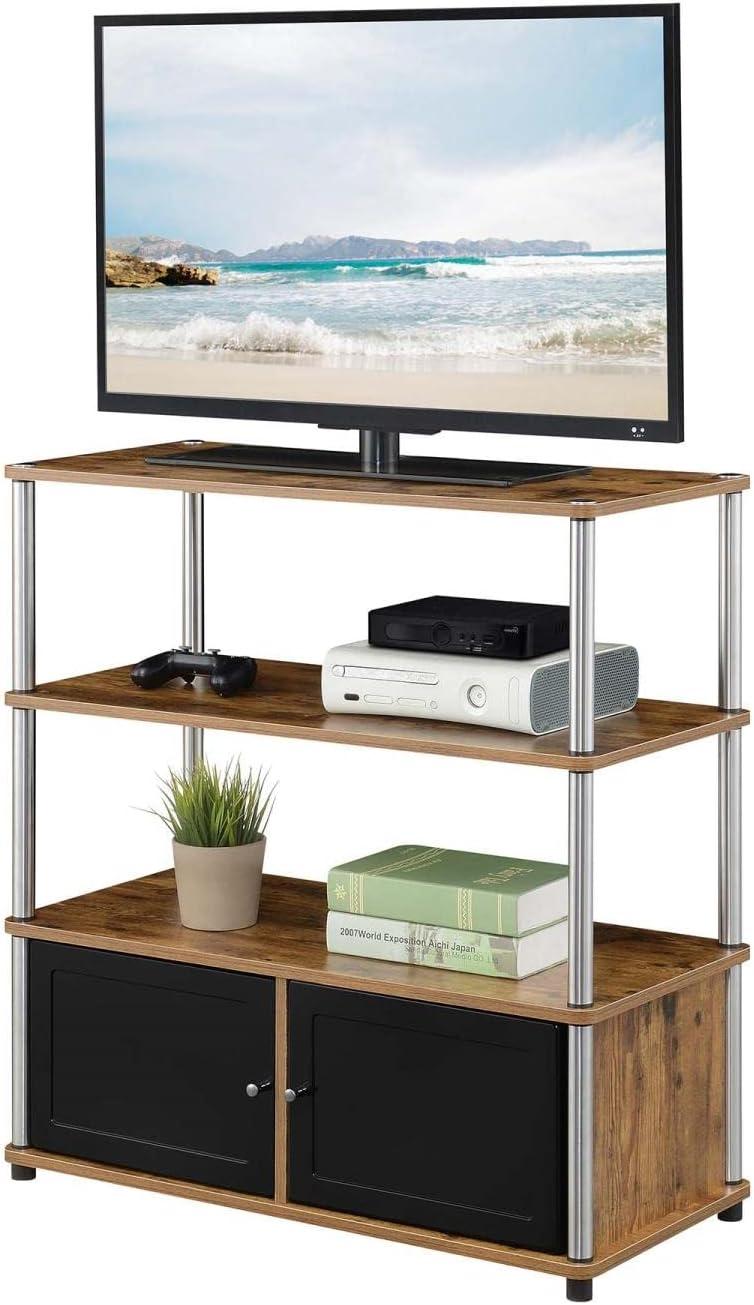 Convenience Concepts Designs2Go Highboy TV Stand with Storage Cabinets and Shelves for TVs up to 40 Inches, Barnwood