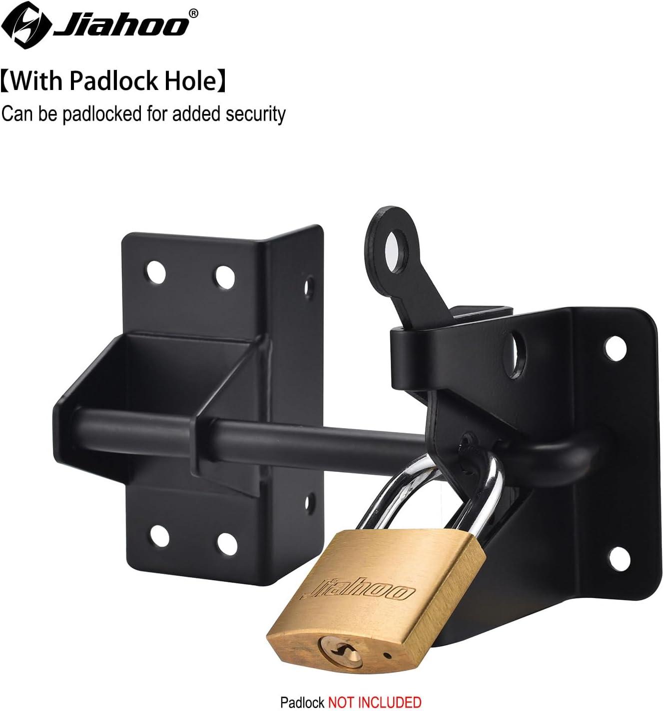 Post Mount Gate Latch for Wooden Fence - Heavy Duty Self Locking Gate Latch Hardware for Pool/Garden Gate Safety Latch, Automatic Fingertip Release Latches for Vinyl/Wood Fence, Black Finish