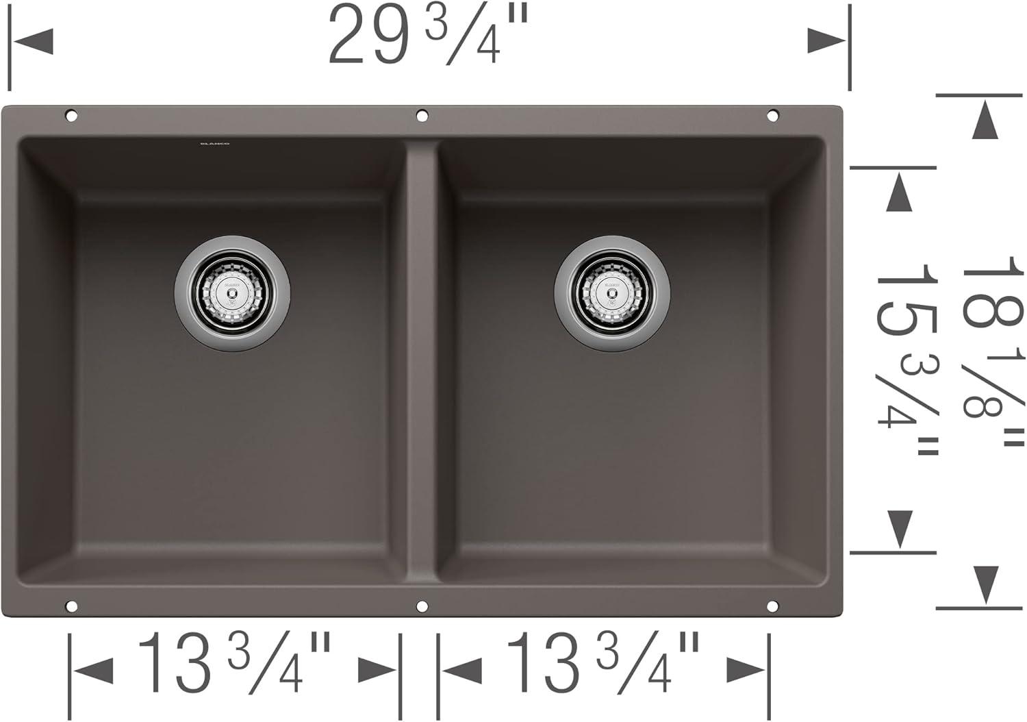 Precis SILGRANIT 29" L X 18.13'' W Double Bowl Undermount Kitchen Sink