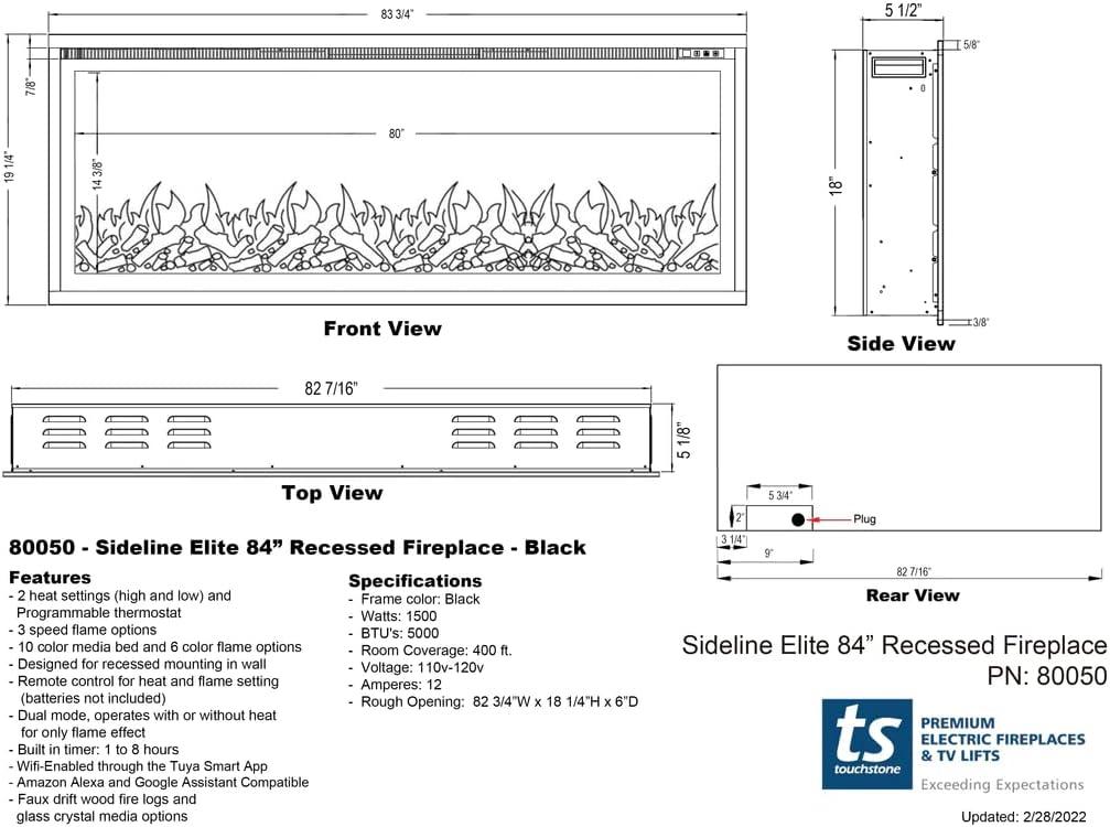 Sideline Elite Smart Electric Fireplace