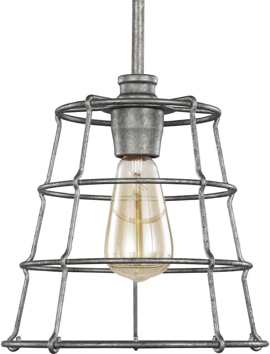 Progress Lighting, Chambers Collection, 1-Light Mini Pendant, Galvanized, Wire-Frame Shade