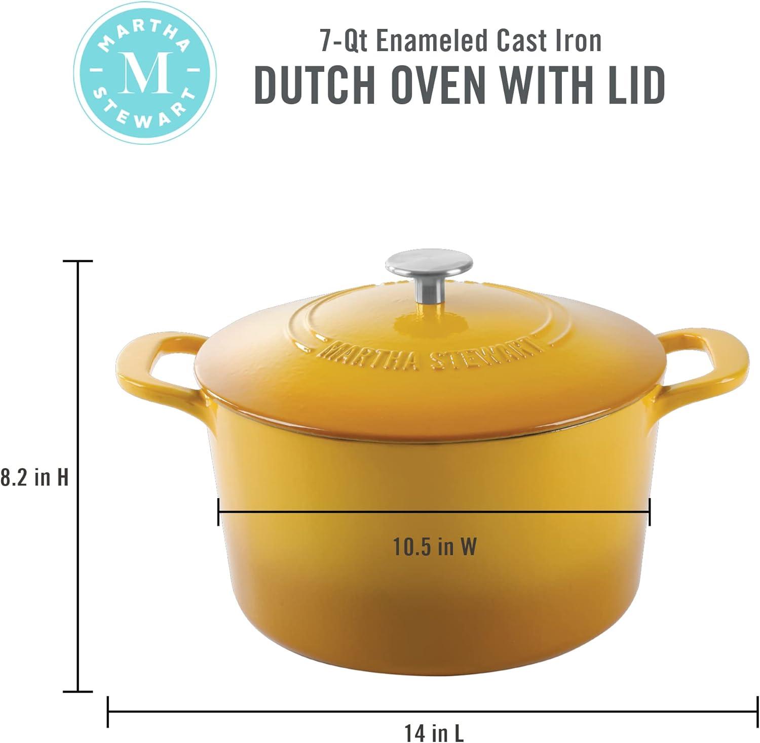 Martha Stewart Gatwick 7 qt. Cast Iron Round Dutch Oven with Lid